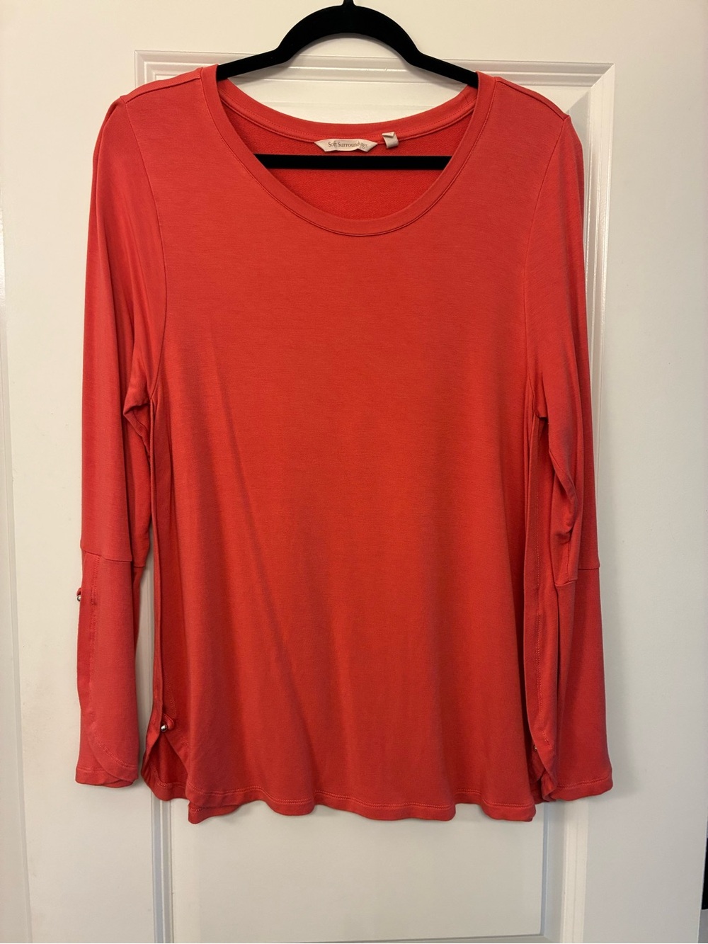 Soft Surroundings Coral Long-Sleeve Scoop Neck Top
